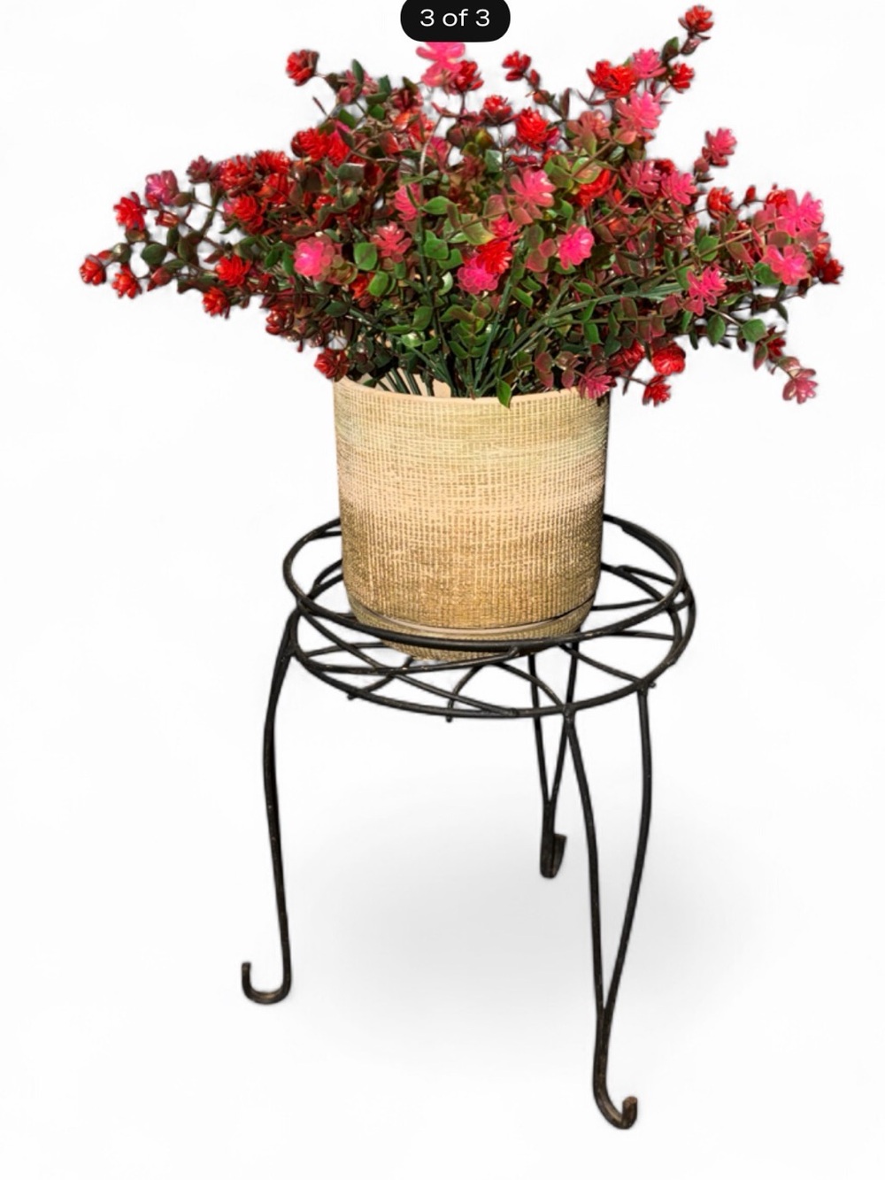 Vintage Wrought Iron Plant Stand - Black
